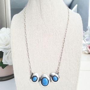 VINTAGE Teddy Goodluck Shadow Box Navajo Demin Lapis Sterling Silver Necklace